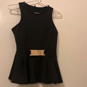 Cefian Black Sleeveless Formal Top